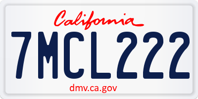 CA license plate 7MCL222