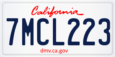 CA license plate 7MCL223