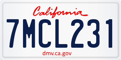 CA license plate 7MCL231