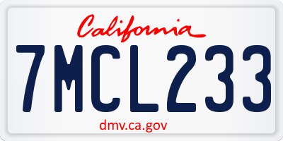 CA license plate 7MCL233