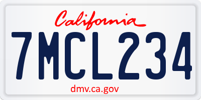 CA license plate 7MCL234