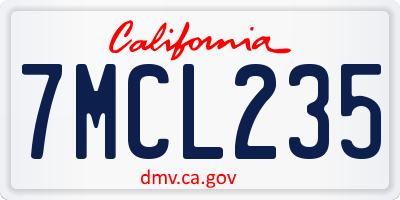 CA license plate 7MCL235