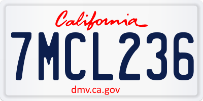 CA license plate 7MCL236