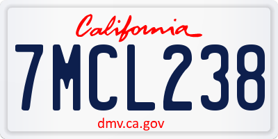 CA license plate 7MCL238