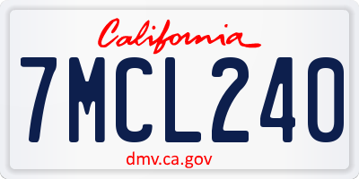 CA license plate 7MCL240
