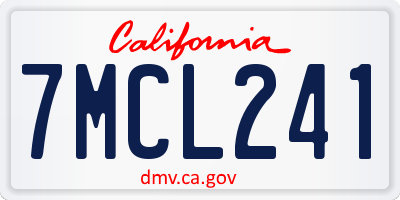 CA license plate 7MCL241