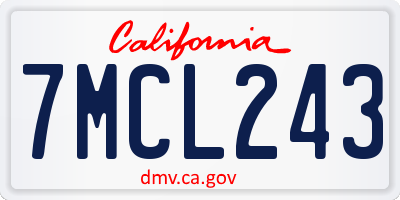 CA license plate 7MCL243