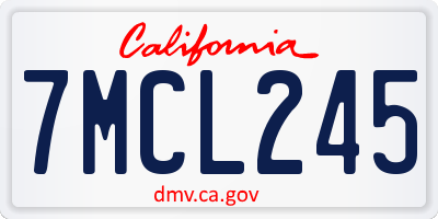 CA license plate 7MCL245