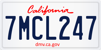 CA license plate 7MCL247