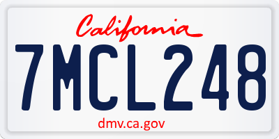 CA license plate 7MCL248