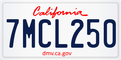 CA license plate 7MCL250