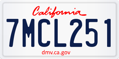 CA license plate 7MCL251