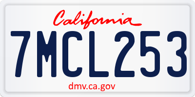 CA license plate 7MCL253