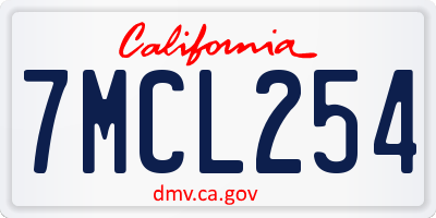 CA license plate 7MCL254