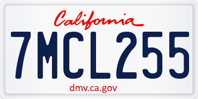 CA license plate 7MCL255