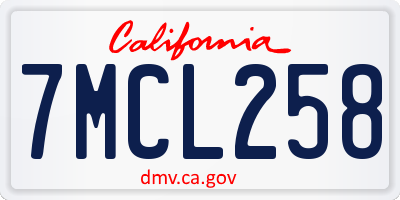 CA license plate 7MCL258