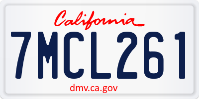 CA license plate 7MCL261