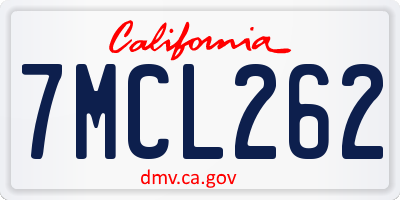 CA license plate 7MCL262