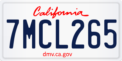 CA license plate 7MCL265