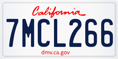 CA license plate 7MCL266