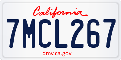 CA license plate 7MCL267