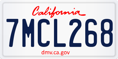 CA license plate 7MCL268