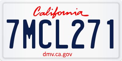 CA license plate 7MCL271