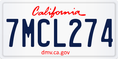 CA license plate 7MCL274