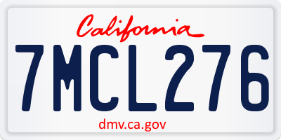 CA license plate 7MCL276