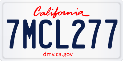 CA license plate 7MCL277