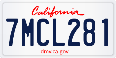 CA license plate 7MCL281