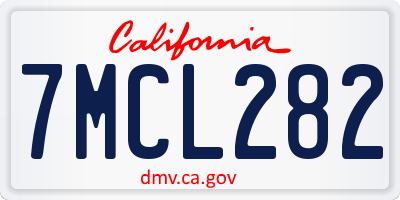 CA license plate 7MCL282