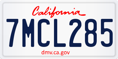 CA license plate 7MCL285