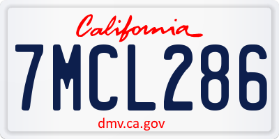 CA license plate 7MCL286