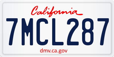 CA license plate 7MCL287