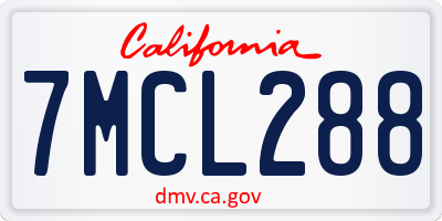 CA license plate 7MCL288