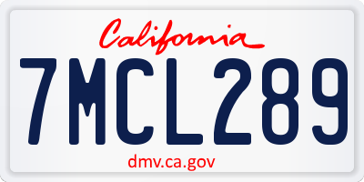 CA license plate 7MCL289