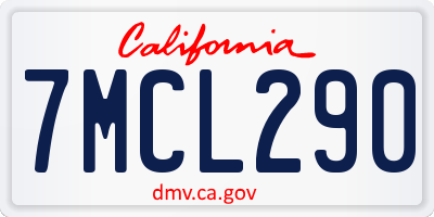 CA license plate 7MCL290