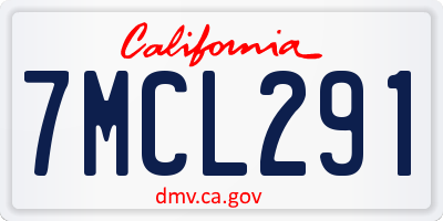 CA license plate 7MCL291