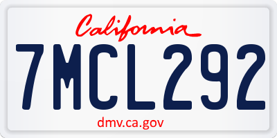 CA license plate 7MCL292