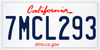 CA license plate 7MCL293
