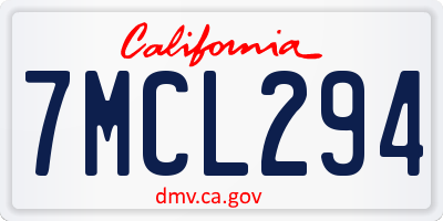 CA license plate 7MCL294