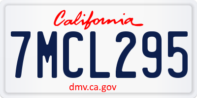 CA license plate 7MCL295