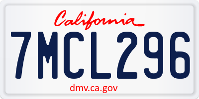 CA license plate 7MCL296