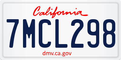 CA license plate 7MCL298