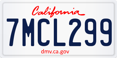 CA license plate 7MCL299