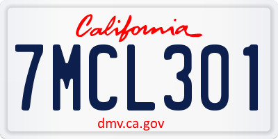 CA license plate 7MCL301