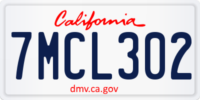 CA license plate 7MCL302