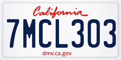 CA license plate 7MCL303