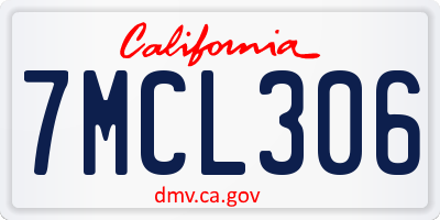 CA license plate 7MCL306